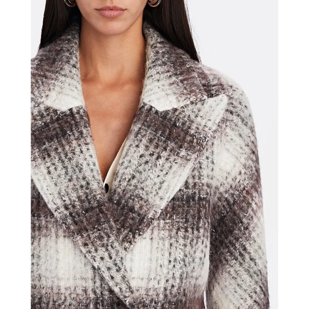 💕VERONICA BEARD💕 Deena Plaid Double-Breasted Dickey Coat ~ Bordeaux Large NWOT - Picture 11 of 16